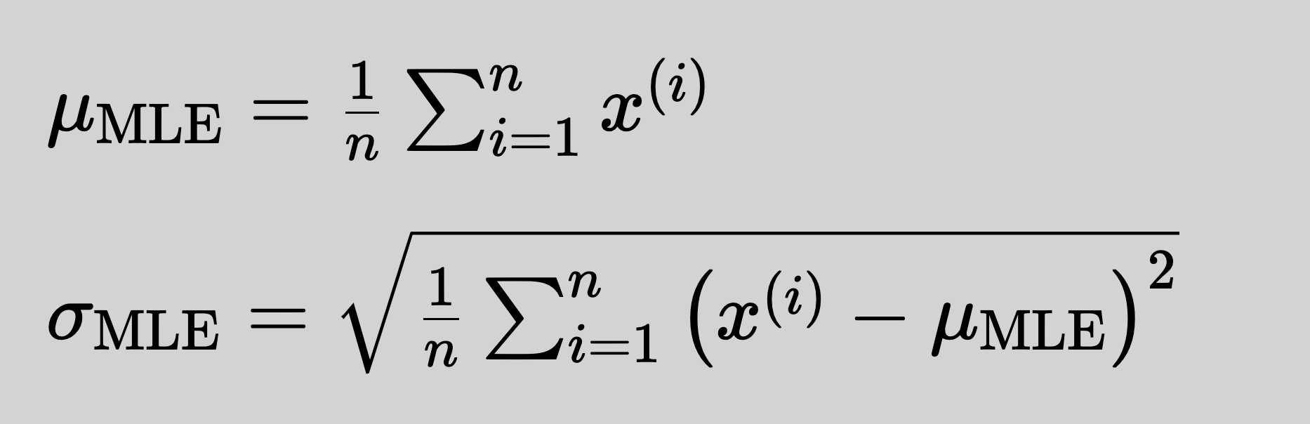 Equations for MLE